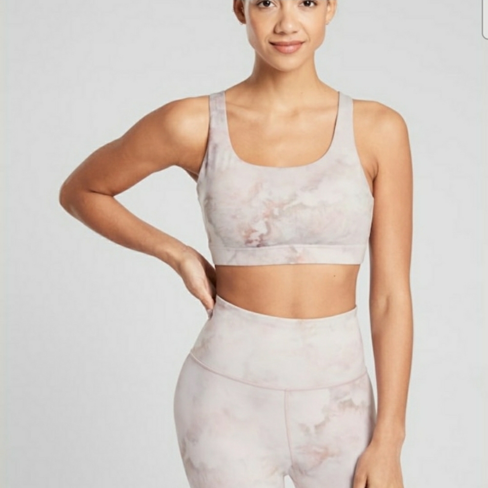 2 Athleta Exhale Snow Dye Bras - Pink and Green - Picture 3 of 10